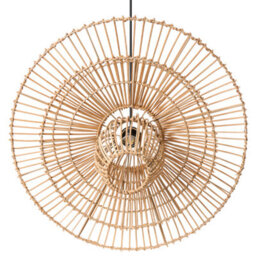 Wyld And Coco Natural Rattan Shade Pendant Lamp With Iron Frame, Warm Light, Large W66 X D66 X H150Cm - thumbnail 6