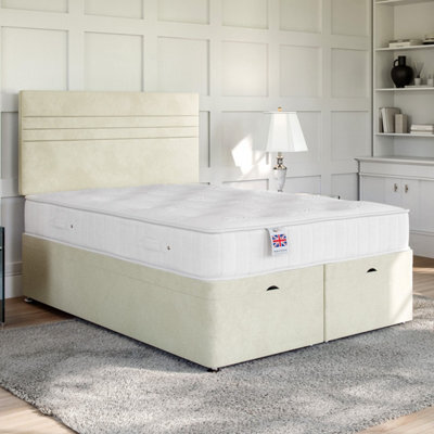 Divan Base Direct Lino Stone Ottoman Divan 4Ft6 Double End Lift Ottoman + Richmond Strutted Headboard - image 1