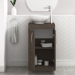 Royal Bathrooms 500mm Floor Standing Vanity Unit 2 Door Grey Elm & Countertop Basin - Breeze - thumbnail 3
