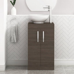 Royal Bathrooms 500mm Floor Standing Vanity Unit 2 Door Grey Elm & Countertop Basin - Breeze - thumbnail 1