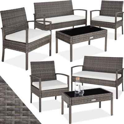 Tectake Garden Furniture Set Sparta - Seats 4, 2 Chairs, 1 Sofa, & 1 Coffee Table - Grey - image 1