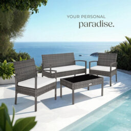 Tectake Garden Furniture Set Sparta - Seats 4, 2 Chairs, 1 Sofa, & 1 Coffee Table - Grey - thumbnail 8