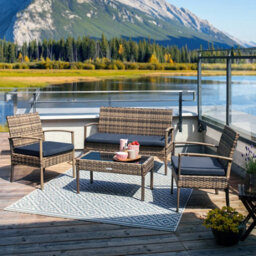 Tectake Garden Furniture Set Sparta - Seats 4, 2 Chairs, 1 Sofa, & 1 Coffee Table - Grey - thumbnail 9