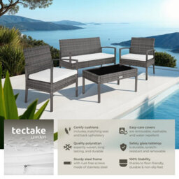Tectake Garden Furniture Set Sparta - Seats 4, 2 Chairs, 1 Sofa, & 1 Coffee Table - Grey - thumbnail 2
