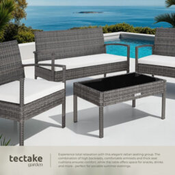 Tectake Garden Furniture Set Sparta - Seats 4, 2 Chairs, 1 Sofa, & 1 Coffee Table - Grey - thumbnail 4