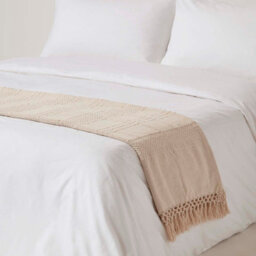 Homescapes Kashi Natural Cotton Throw With Tassels 225 X 255 Cm - thumbnail 3