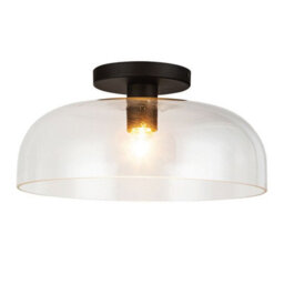 Luminosa Lighting Elstead Alora Mood Sylvia Bowl Semi Flush Ceiling Light Contemporary Matt Black 1X E27 - thumbnail 1