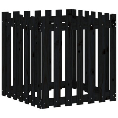 Berkfield Versatile Garden Planter With Fence Design Black 70X70X70 Cm Solid Wood Pine - image 1