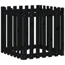 Berkfield Versatile Garden Planter With Fence Design Black 70X70X70 Cm Solid Wood Pine