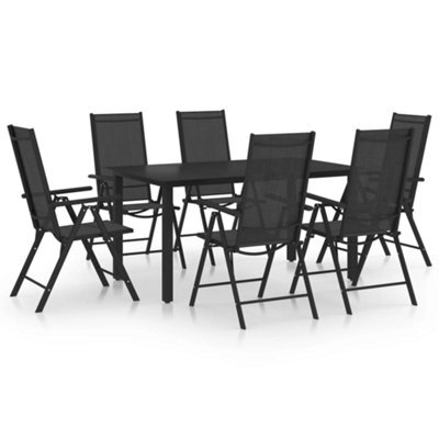 Walplus 7 Piece Garden Outdoor Dining Set Suitable For Backyard, Patio Aluminium Black - image 1