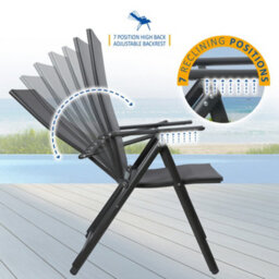 Sunmer Set Of 2 Folding Garden Chairs With 7 Reclining Positions - Grey - thumbnail 3