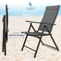 Sunmer Set Of 2 Folding Garden Chairs With 7 Reclining Positions - Grey - thumbnail 4