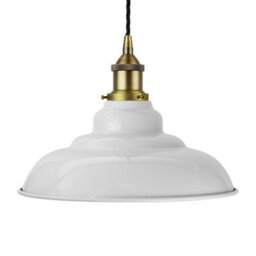 Pale Grey St Edmund's Painted Dome Pendant Light With Matt Antique Brass Lamp Holder And Black Twisted Cable - Se Home - thumbnail 1