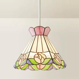 Valuelights Evelyn Tiffany Rose Ceiling Lamp Shade And Bulb (D)26.5Cm - thumbnail 4