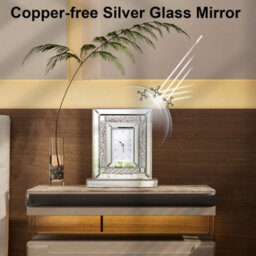 Artloge 30X9.6X33Cm Sparkly Mirrored Crushed Crystal Filled Diamond Mantle Clock Glass Table Clock - thumbnail 4