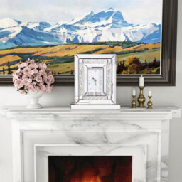 Artloge 30X9.6X33Cm Sparkly Mirrored Crushed Crystal Filled Diamond Mantle Clock Glass Table Clock - thumbnail 9