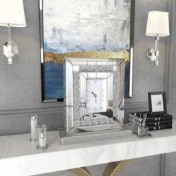 Artloge 30X9.6X33Cm Sparkly Mirrored Crushed Crystal Filled Diamond Mantle Clock Glass Table Clock - thumbnail 7