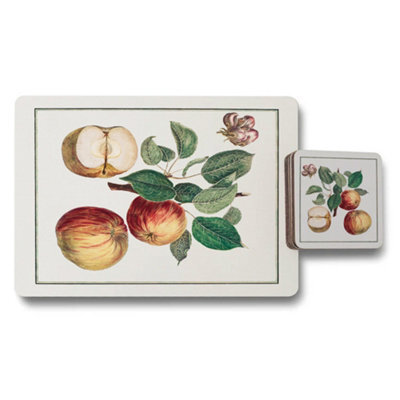 Benjamin Tate Design Botanical Fruit Placemat And Coaster Set With Wood Bottom Twelve Piece Limited Edition Designer Artwork - image 1