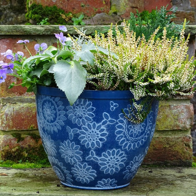 Anglo Eastern Trading Co 36Cm Chengdu Recycled Blue White Planter Pot - image 1