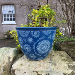 Anglo Eastern Trading Co 36Cm Chengdu Recycled Blue White Planter Pot - thumbnail 2