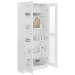 Berkfield Vitrine Cabinet White 82.5X30.5X185.5 Cm Engineered Wood - thumbnail 4