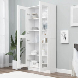 Berkfield Vitrine Cabinet White 82.5X30.5X185.5 Cm Engineered Wood - thumbnail 3
