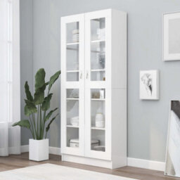 Berkfield Vitrine Cabinet White 82.5X30.5X185.5 Cm Engineered Wood