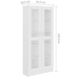 Berkfield Vitrine Cabinet White 82.5X30.5X185.5 Cm Engineered Wood - thumbnail 8
