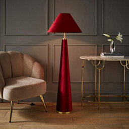 Valuelights Martha Conical Burgundy Velvet Midi Floor Lamp - thumbnail 1