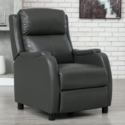 More4Homes Churwell Bonded Leather Pushback Recliner Armchair Sofa Cinema Chair Reclining (Grey) - image 1