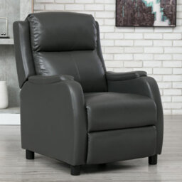 More4Homes Churwell Bonded Leather Pushback Recliner Armchair Sofa Cinema Chair Reclining (Grey)