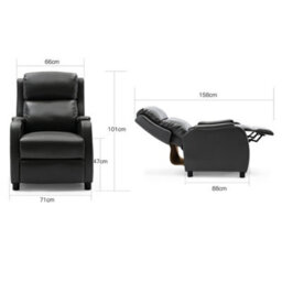 More4Homes Churwell Bonded Leather Pushback Recliner Armchair Sofa Cinema Chair Reclining (Grey) - thumbnail 9