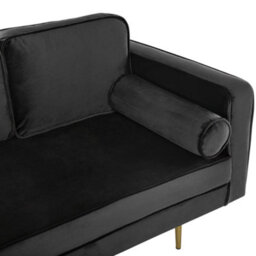 Beliani Right-Hand Chaise Longue Miramas Velvet Black - thumbnail 6