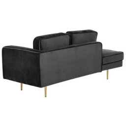 Beliani Right-Hand Chaise Longue Miramas Velvet Black - thumbnail 5