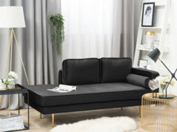 Beliani Right-Hand Chaise Longue Miramas Velvet Black - thumbnail 2