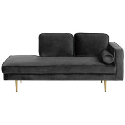 Beliani Right-Hand Chaise Longue Miramas Velvet Black