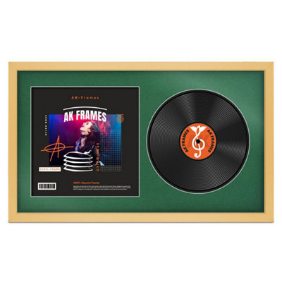 "30X17"" Matte Yellow Modern Vinyl Record Frame With Emerald Mount For 12 Inch Lp Album Cover & Disc - Ak Frames" - image 1