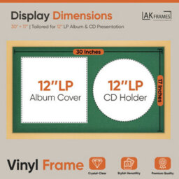 "30X17"" Matte Yellow Modern Vinyl Record Frame With Emerald Mount For 12 Inch Lp Album Cover & Disc - Ak Frames" - thumbnail 2