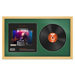 "30X17"" Matte Yellow Modern Vinyl Record Frame With Emerald Mount For 12 Inch Lp Album Cover & Disc - Ak Frames"