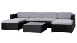 Evre Black Rattan Outdoor Garden Furniture Nevada Set 6 Seater Sofa With Coffee Table