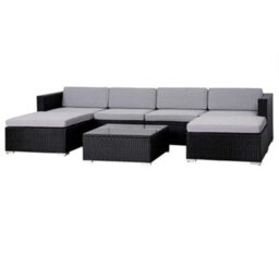Evre Black Rattan Outdoor Garden Furniture Nevada Set 6 Seater Sofa With Coffee Table - thumbnail 3