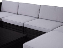 Evre Black Rattan Outdoor Garden Furniture Nevada Set 6 Seater Sofa With Coffee Table - thumbnail 2