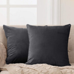 Deconovo Set Of 2 Cushion Covers 60Cm X 60Cm 24X24 Inches Throw Pillow Covers For Bedroom With Invisible Zipper Dark Grey - thumbnail 1