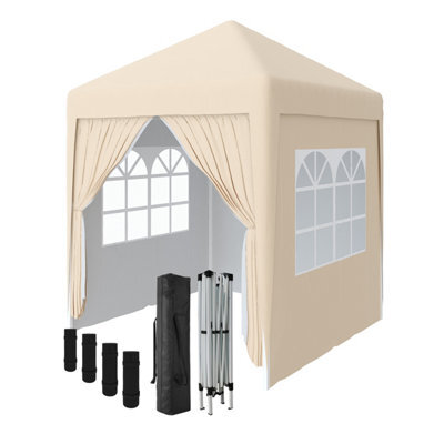 Sundaze Garden Pop Up Gazebo Party Tent Camping Marquee Canopy With 4 Sidewalls Carrying Bag Beige 2X2M - image 1