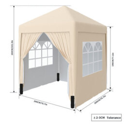 Sundaze Garden Pop Up Gazebo Party Tent Camping Marquee Canopy With 4 Sidewalls Carrying Bag Beige 2X2M - thumbnail 2