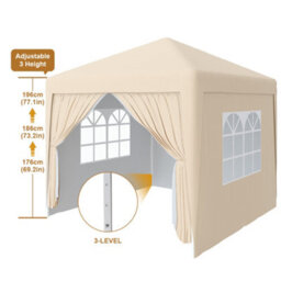 Sundaze Garden Pop Up Gazebo Party Tent Camping Marquee Canopy With 4 Sidewalls Carrying Bag Beige 2X2M - thumbnail 3