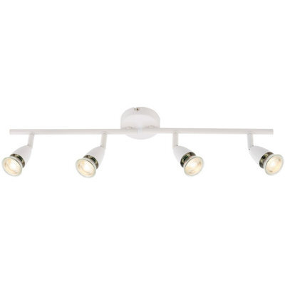 4 Way Adjustable Ceiling Spotlight Bar - 4 X 35W Gu10 Reflector - Gloss White - image 1