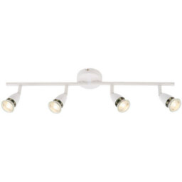 4 Way Adjustable Ceiling Spotlight Bar - 4 X 35W Gu10 Reflector - Gloss White - thumbnail 1