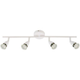 4 Way Adjustable Ceiling Spotlight Bar - 4 X 35W Gu10 Reflector - Gloss White - thumbnail 3