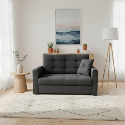 Armchair Viva Lux Ii With Sleeping Function And Storage Chipboard Wooden Frame Springs Foam 133X98X85Cm Graphite - image 1